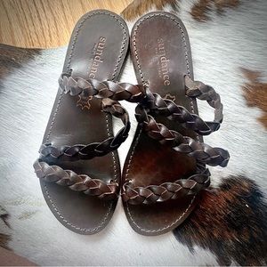 SUNDANCE— Fabulous ALL Leather, braided flat Sandals. 7 Never worn ! Gorgeous🌷